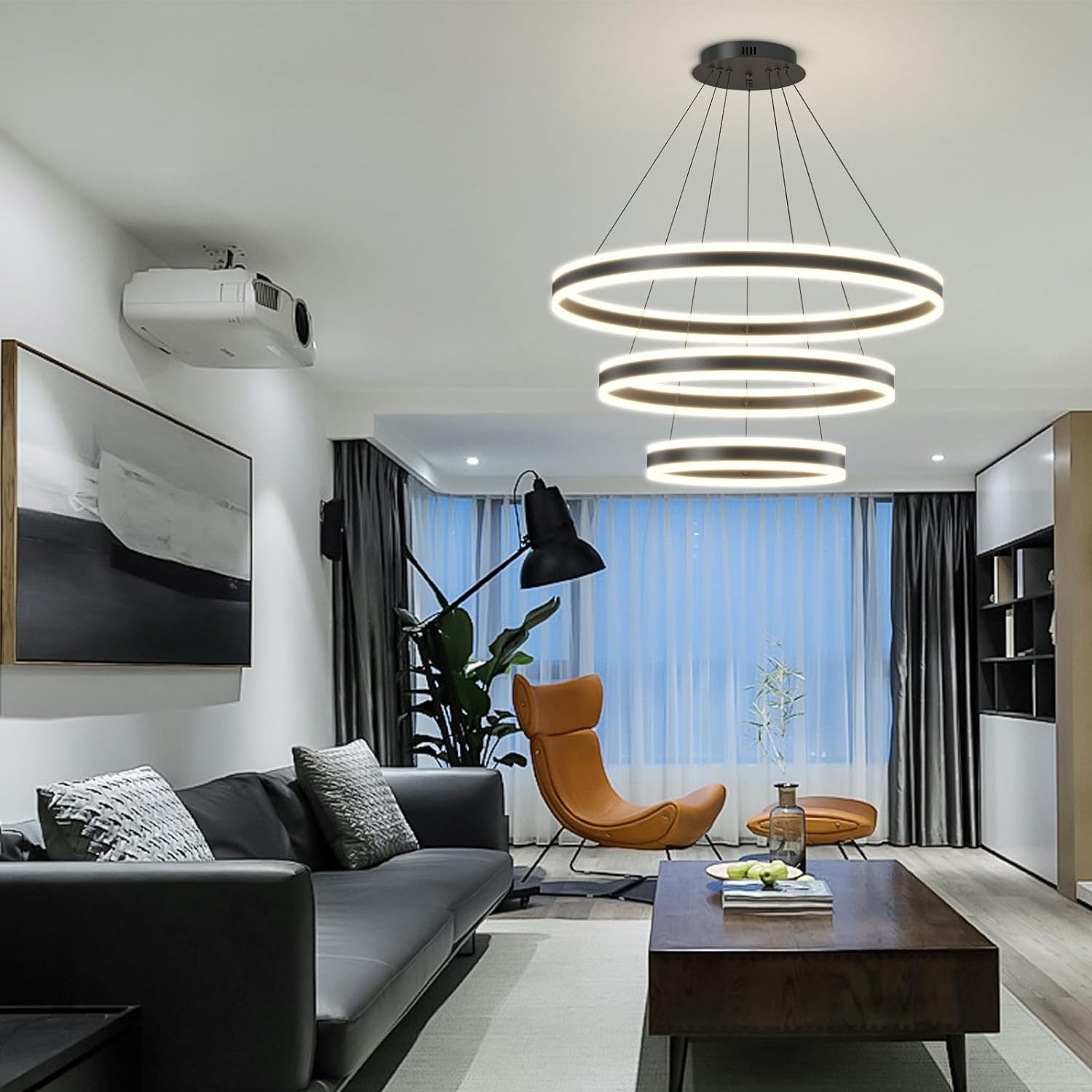 LED осветително тяло KING Black XXL 80cm 3 сегмента Еквивалент 1200W Дистанционно