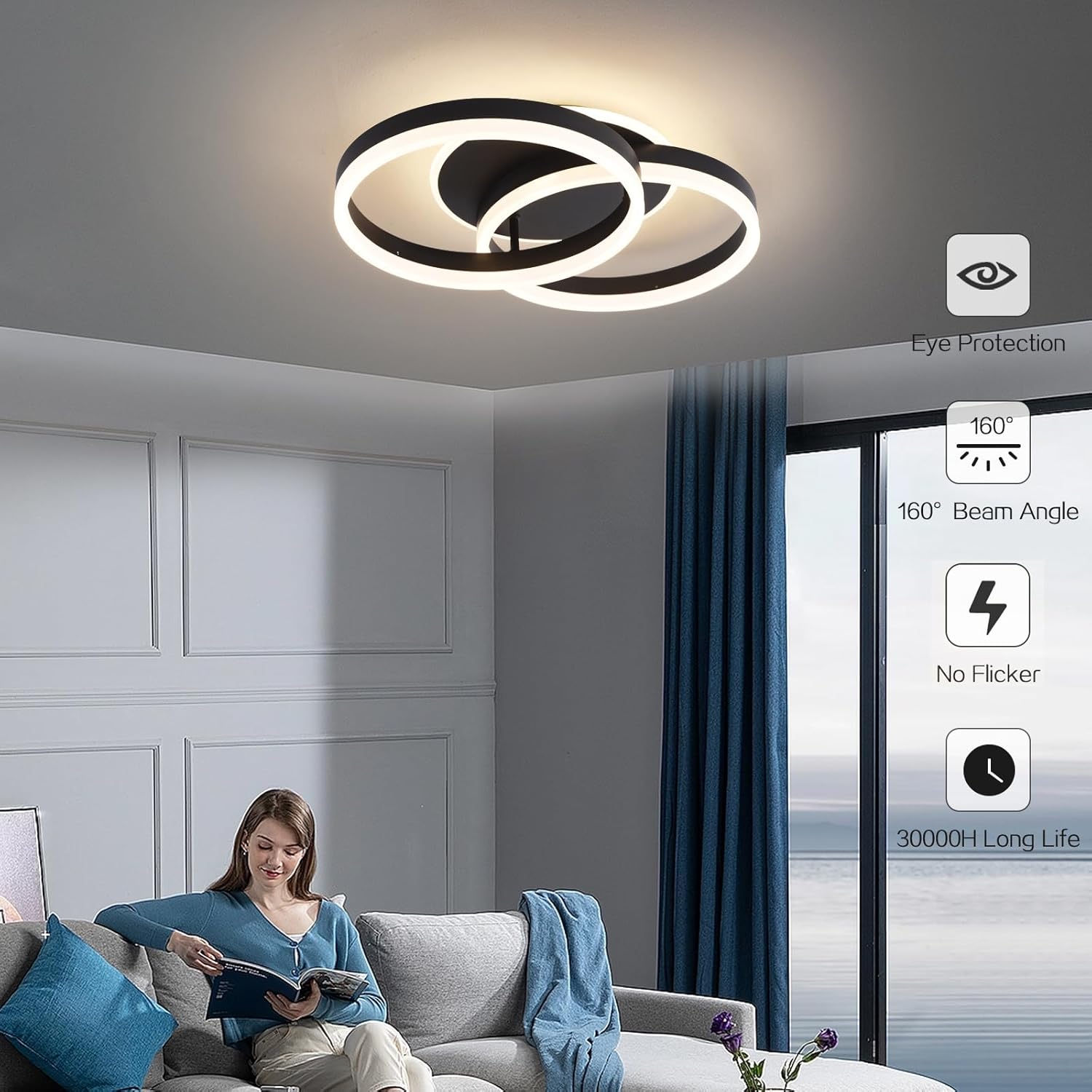 LED осветително тяло Beauty Black 1+1 Circle еквивалент 400W с дистанционно