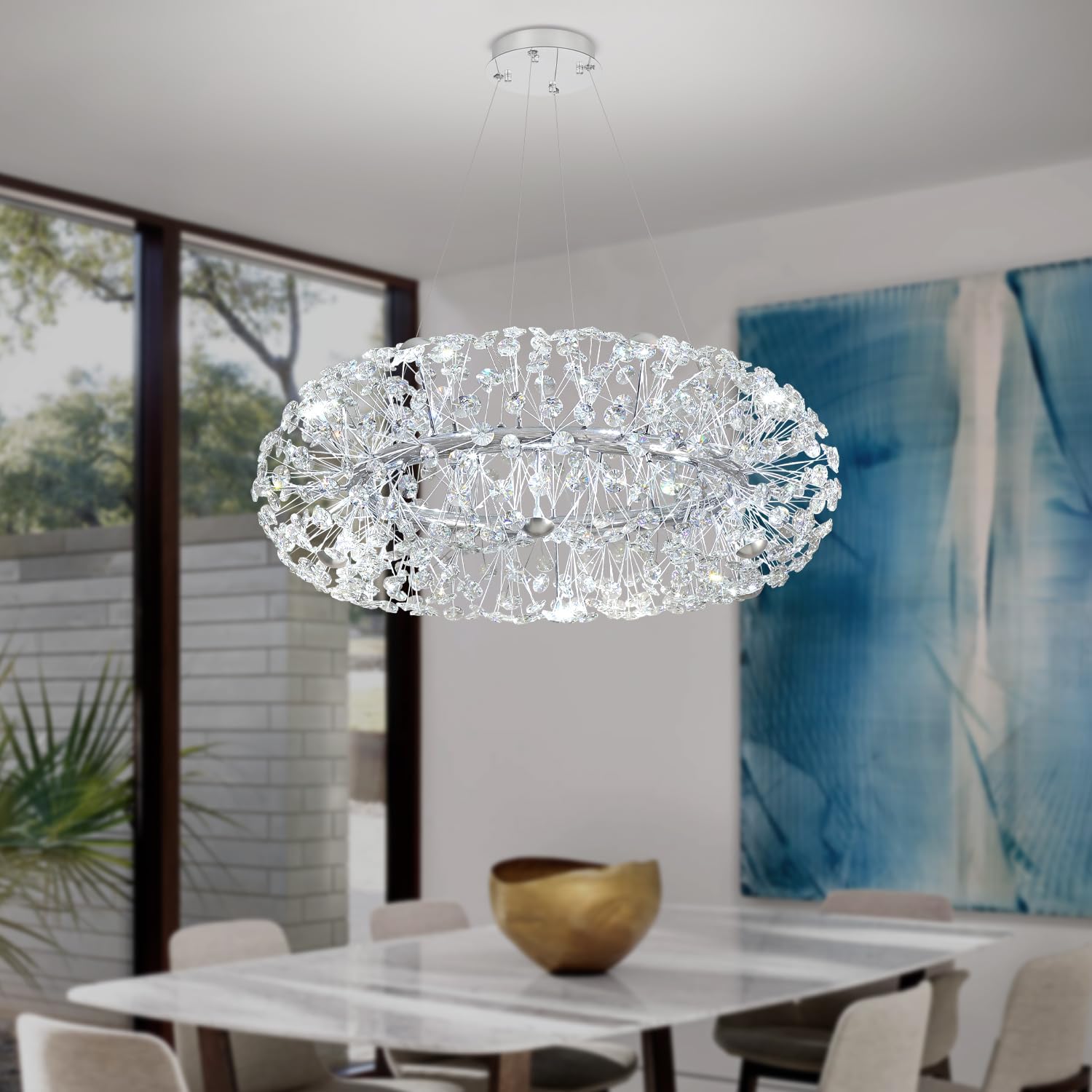 Окачено осветително тяло Crystal Dandelion Silver XXL