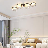 Модерно LED осветително тяло Black 4 Rings, еквивалент 600W, с дистанционно