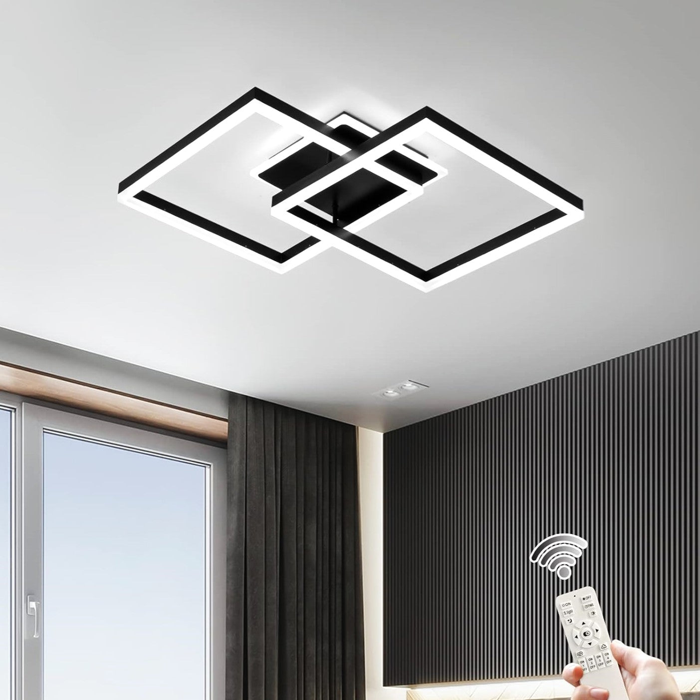 LED осветително тяло TWO SQUARE Black еквивалент 600W с дистанционно