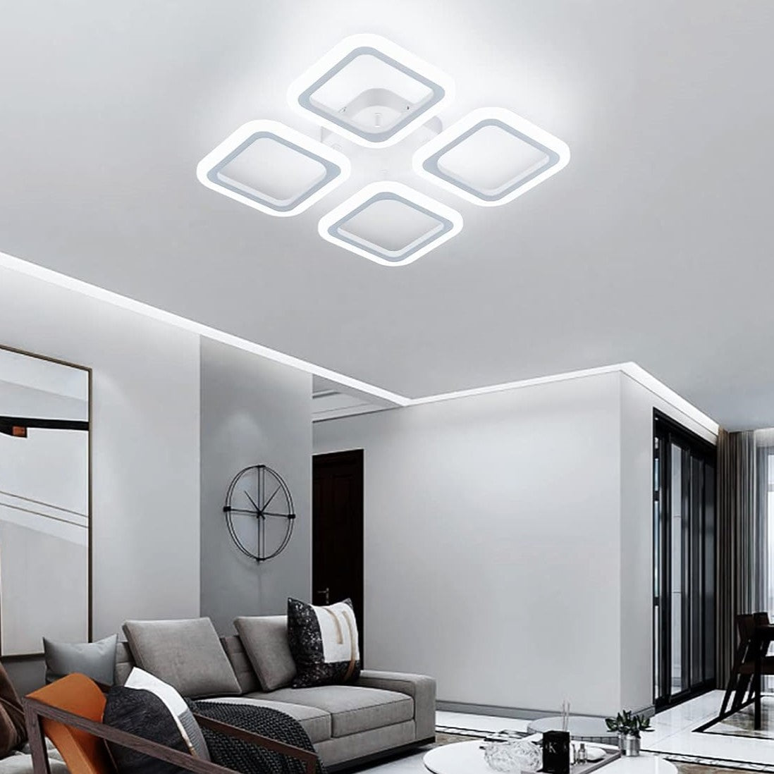 LED осветително тяло 4 SQUARES Бяло Еквивалент 250W Дистанционно