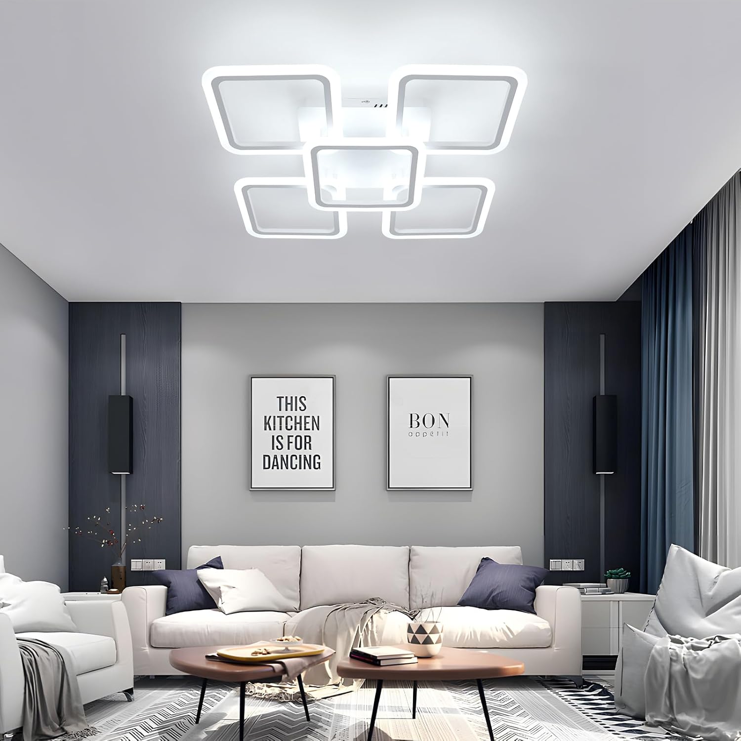 LED Осветително тяло 4+1 Big SQUARE White 60CM Еквивалент 850W с дистанционно