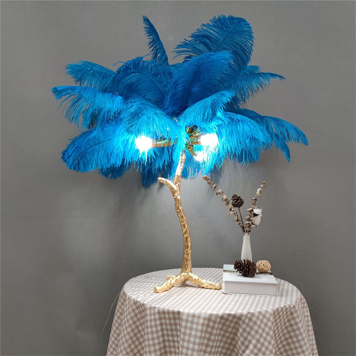 Нощна лампа Luxury Peacock Blue 3xE14