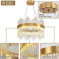 LED осветително тяло висящо CROWN Gold кристал 40cm еквивалент 300W