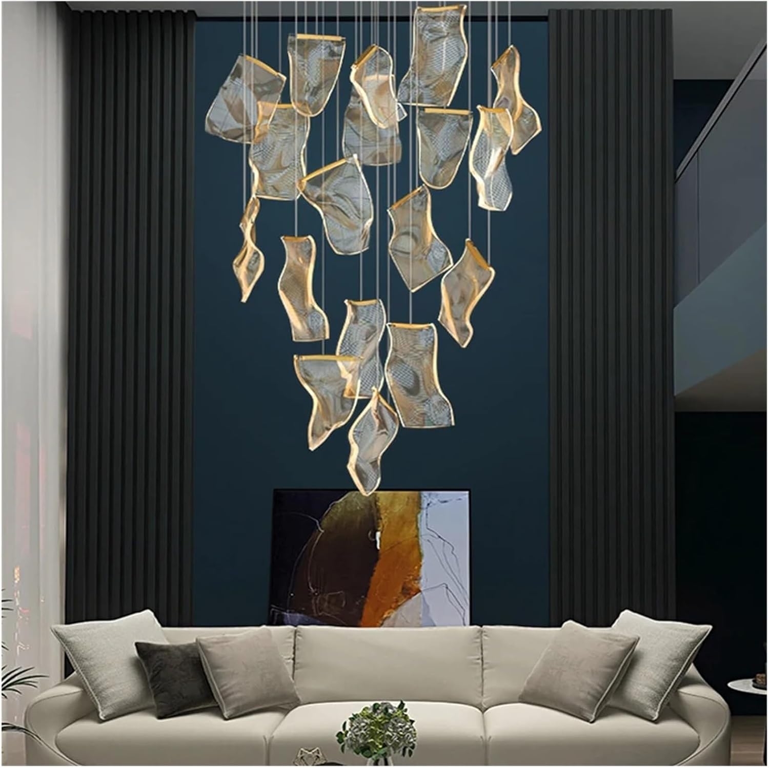 LED осветително тяло Luxury PAPER QUILL GOLD 18 елемента Еквивалент 350W Дистанционно