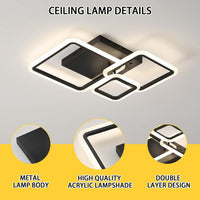 LED осветително тяло 88W Three Square Black SMART еквивалент 400W с дистанционно