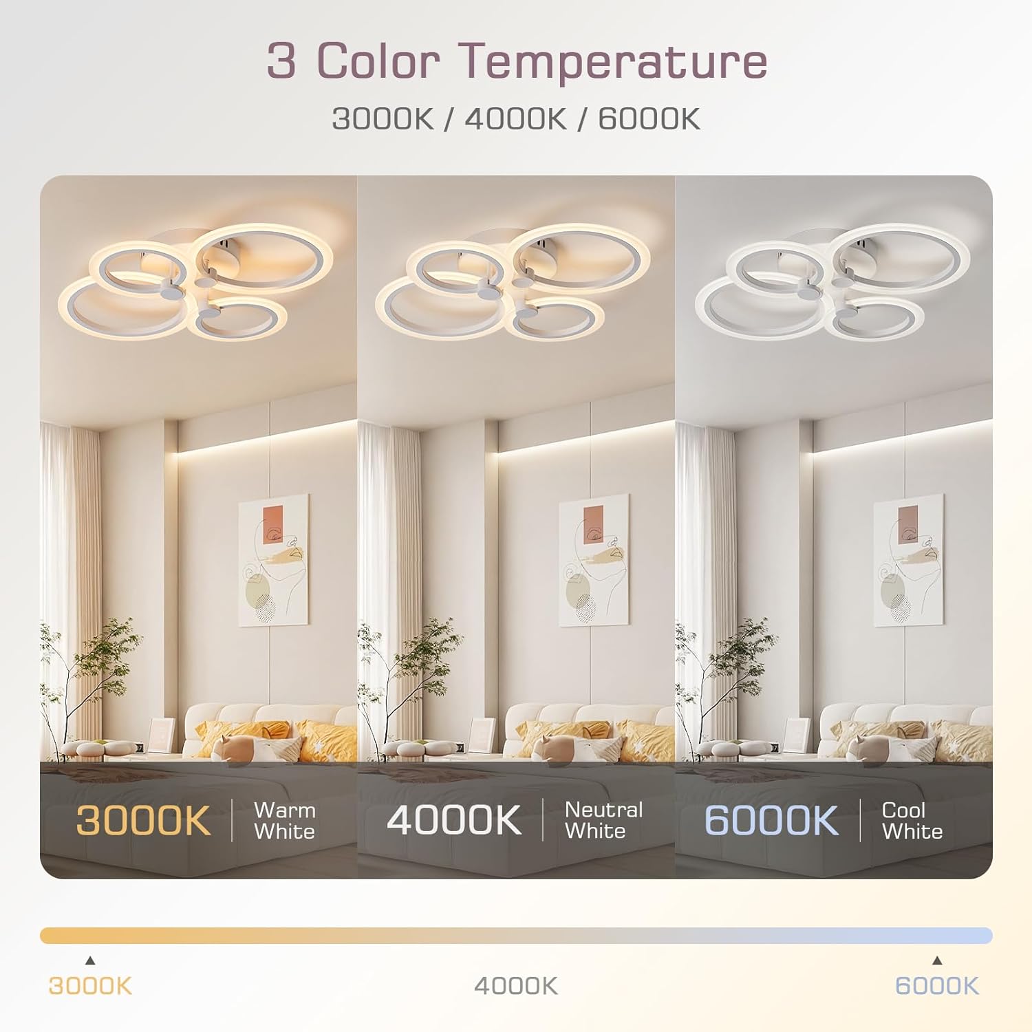 LED осветително тяло 72W 4 CIRCLE SMART гласово управление Еквивалент 400W