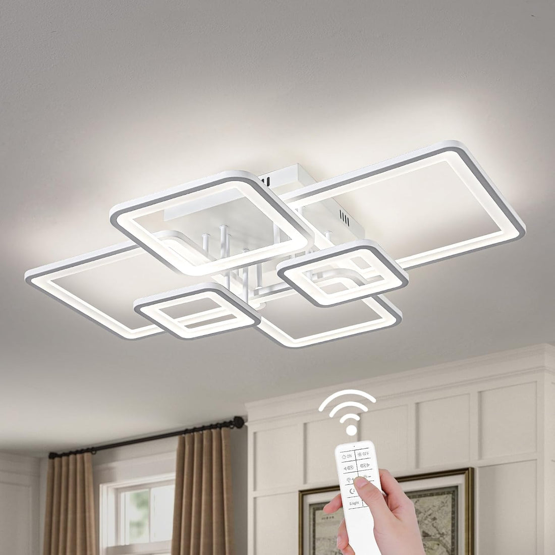 LED осветително тяло 4+2 SQUARE бяло с дистанционно, еквивалент 800W