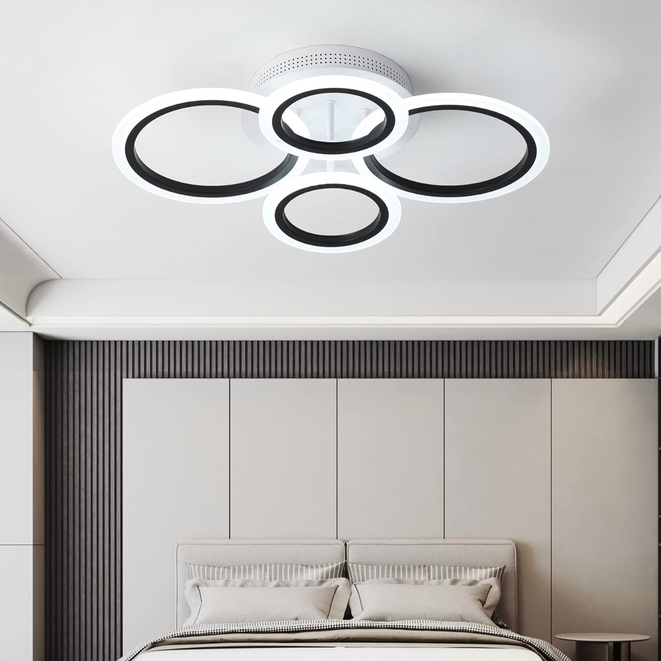 LED осветително тяло 4 CIRCLE SMART Бял+черен Еквивалент 400W Дистанционно