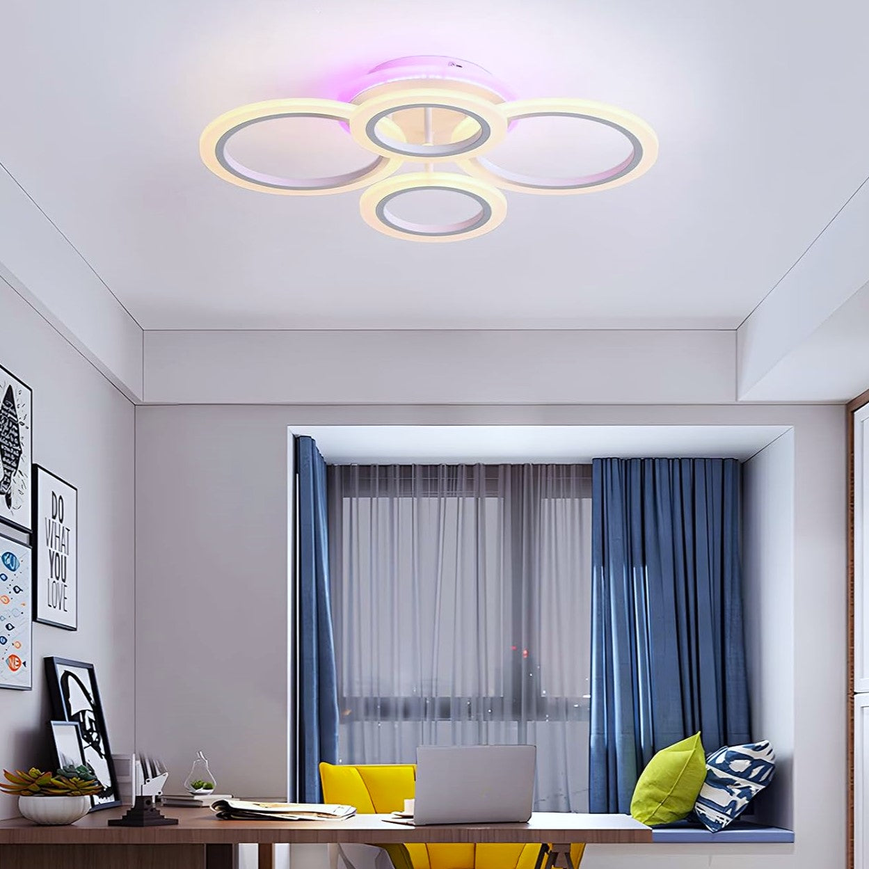 LED осветително тяло 4 Circle RGB Еквивалент 500W Дистанционно