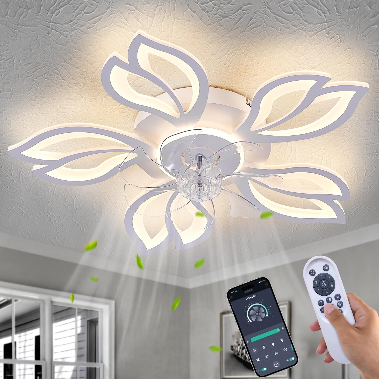 LED осветително тяло Anemone с вентилатор и дистанционно, еквивалент 400W