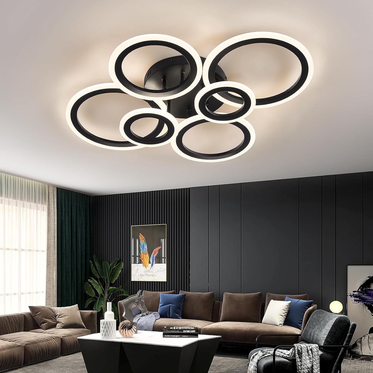 LED осветително тяло 4+2 CIRCLE MAXI Black SMART Еквивалент 600W
