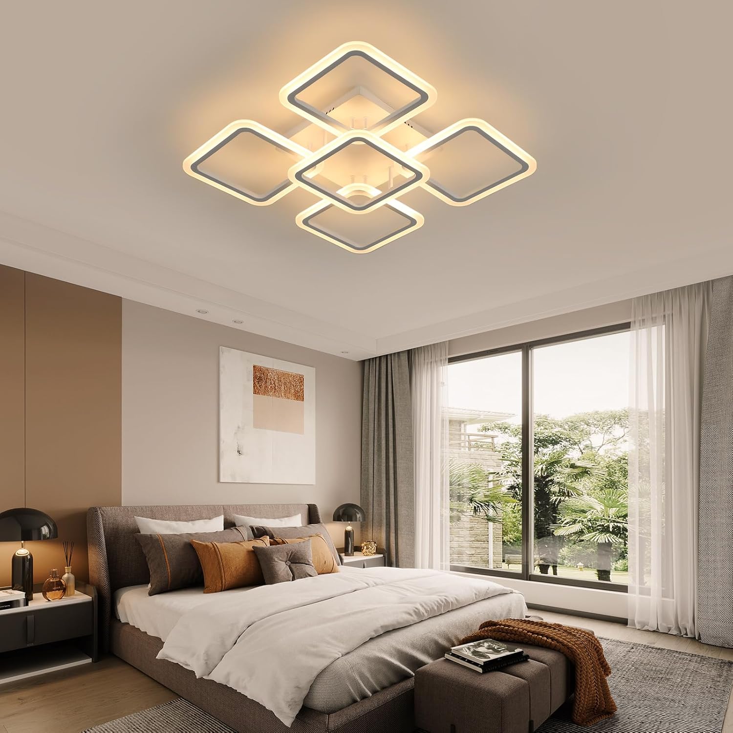 LED Осветително тяло 4+1 Big SQUARE White 60CM Еквивалент 850W с дистанционно