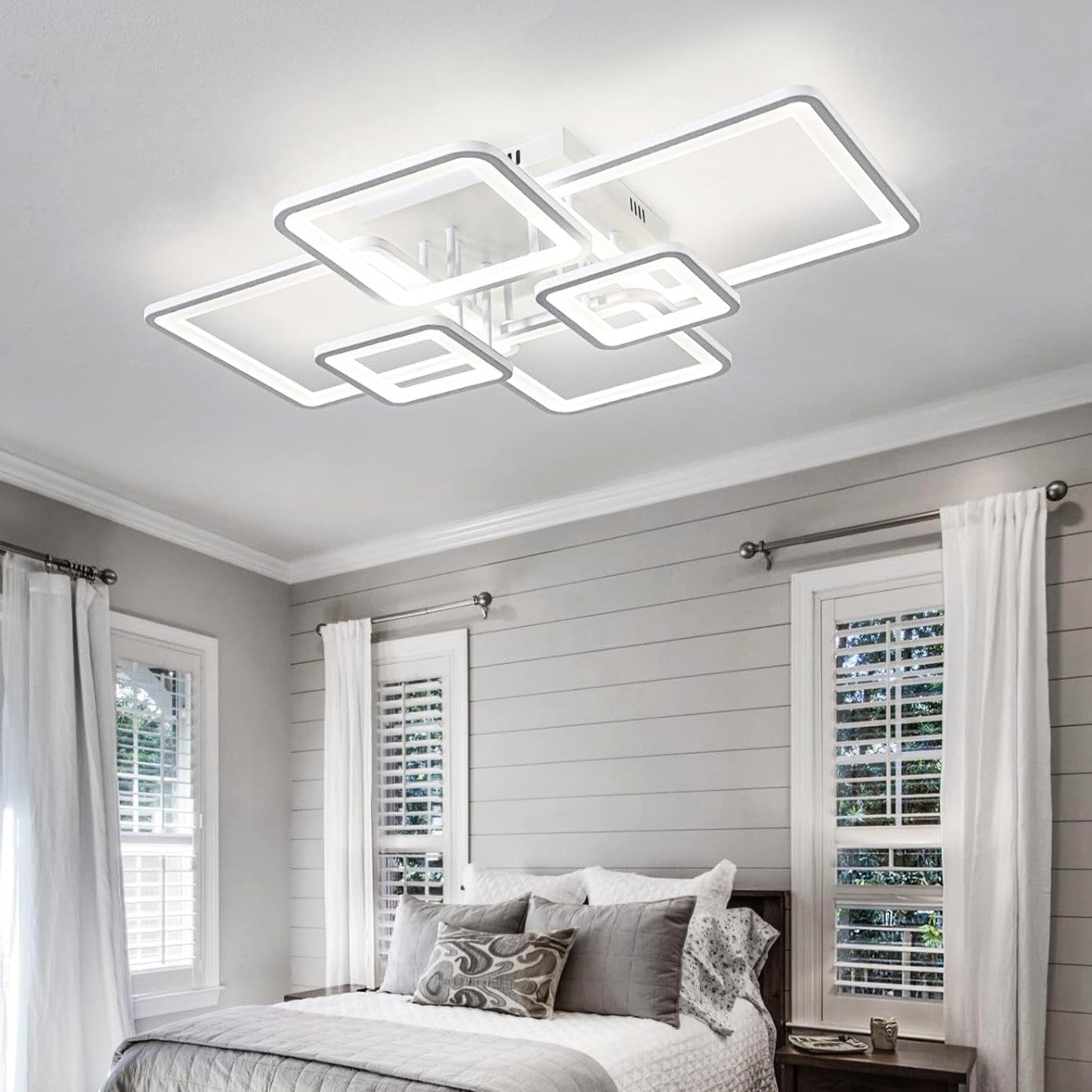 LED осветително тяло 4+2 SQUARE бяло с дистанционно, еквивалент 800W
