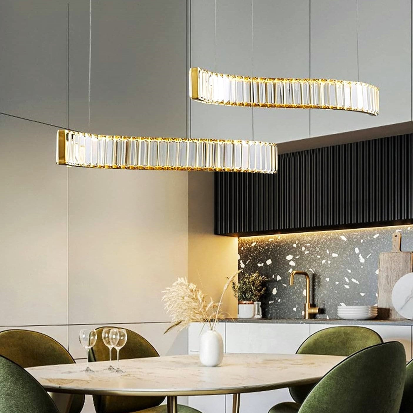 LED осветително тяло кристал висящо TWO WAVE еквивалент 400W