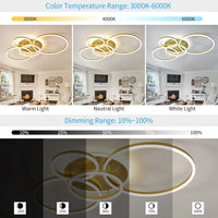 LED осветително тяло 234W CIRCLE GOLD Luxury еквивалент 1200W с дистанционно