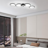 Модерно LED осветително тяло Black 4 Rings, еквивалент 600W, с дистанционно