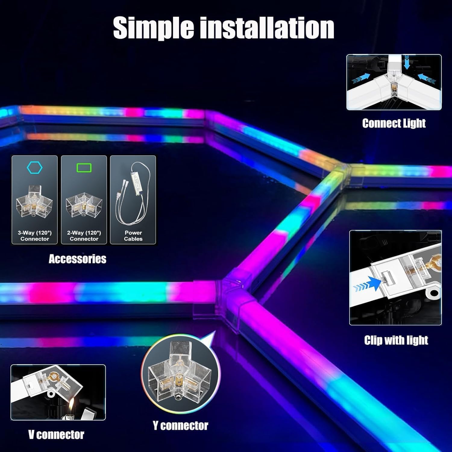 HoneyComb LED шестоъгълно осветление RGB SMART 244cm X 170cm