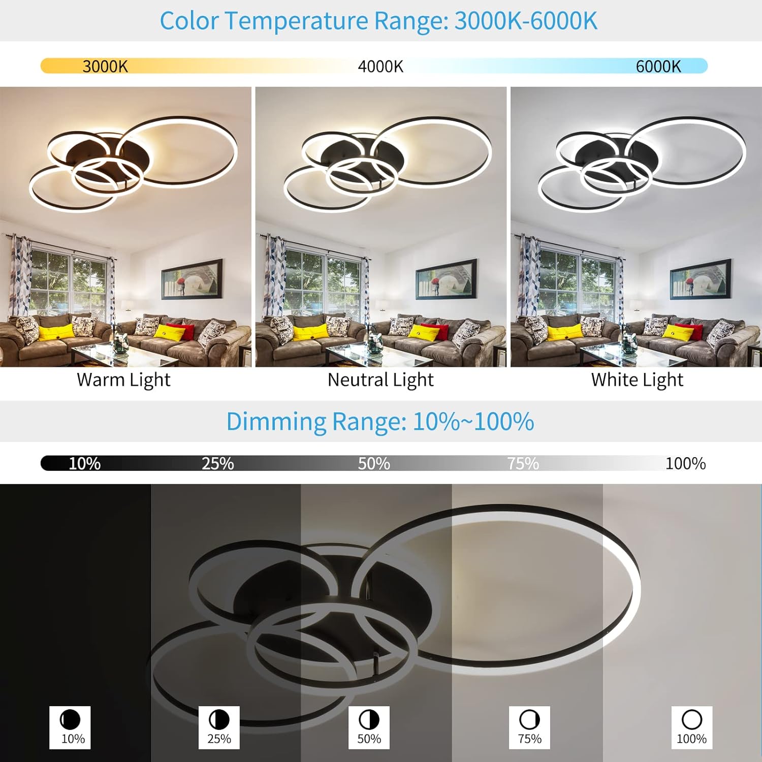 LED осветително тяло 264W CIRCLE BROWN Luxury Еквивалент 1200W Дистанционно