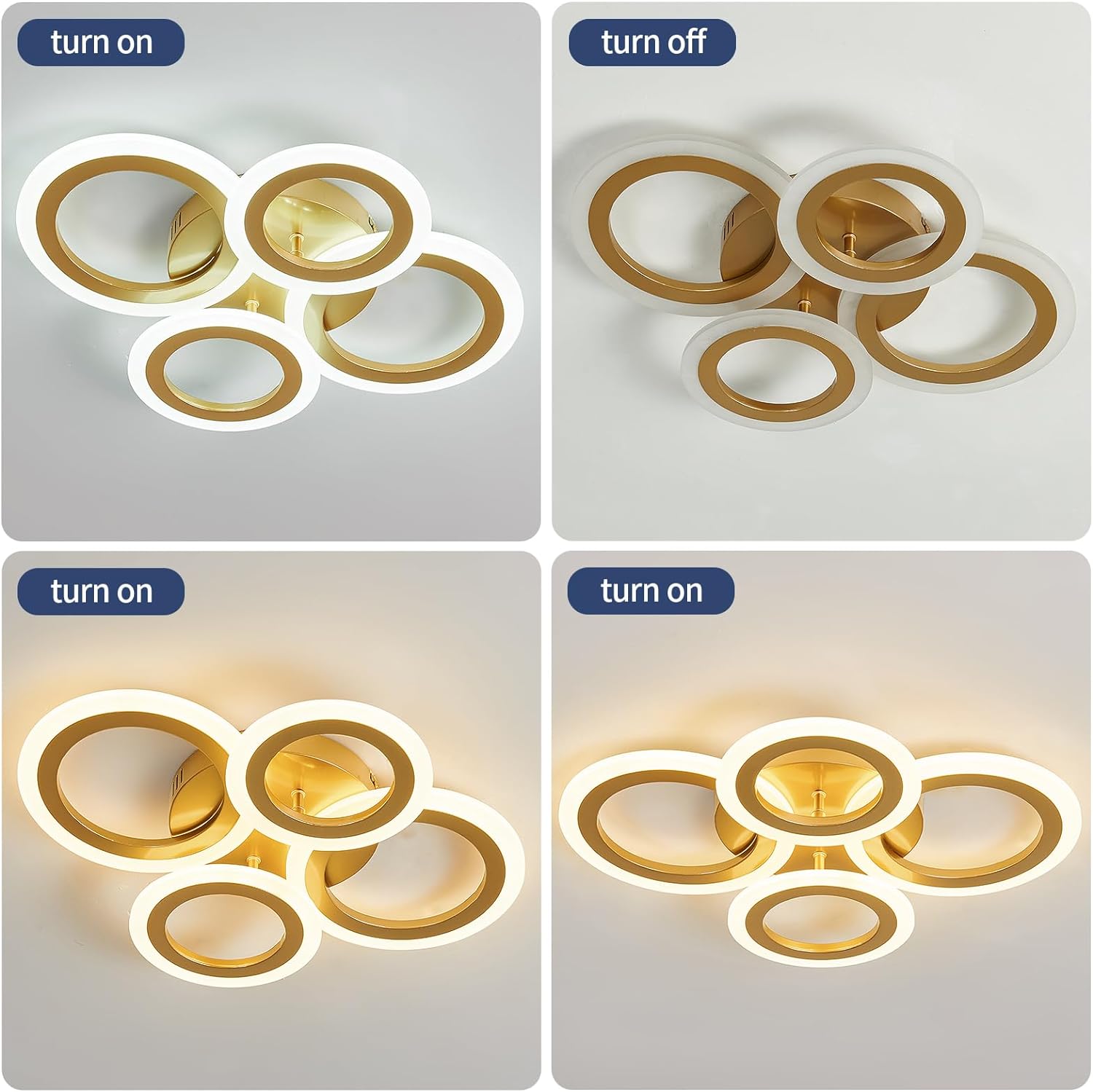Осветително тяло LED 2+2 CIRCLE GOLD Luxury с дистанционно, еквивалент 400W