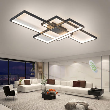 Модерно LED осветително тяло правоъгълник Black, еквивалент 800W, с дистанционно