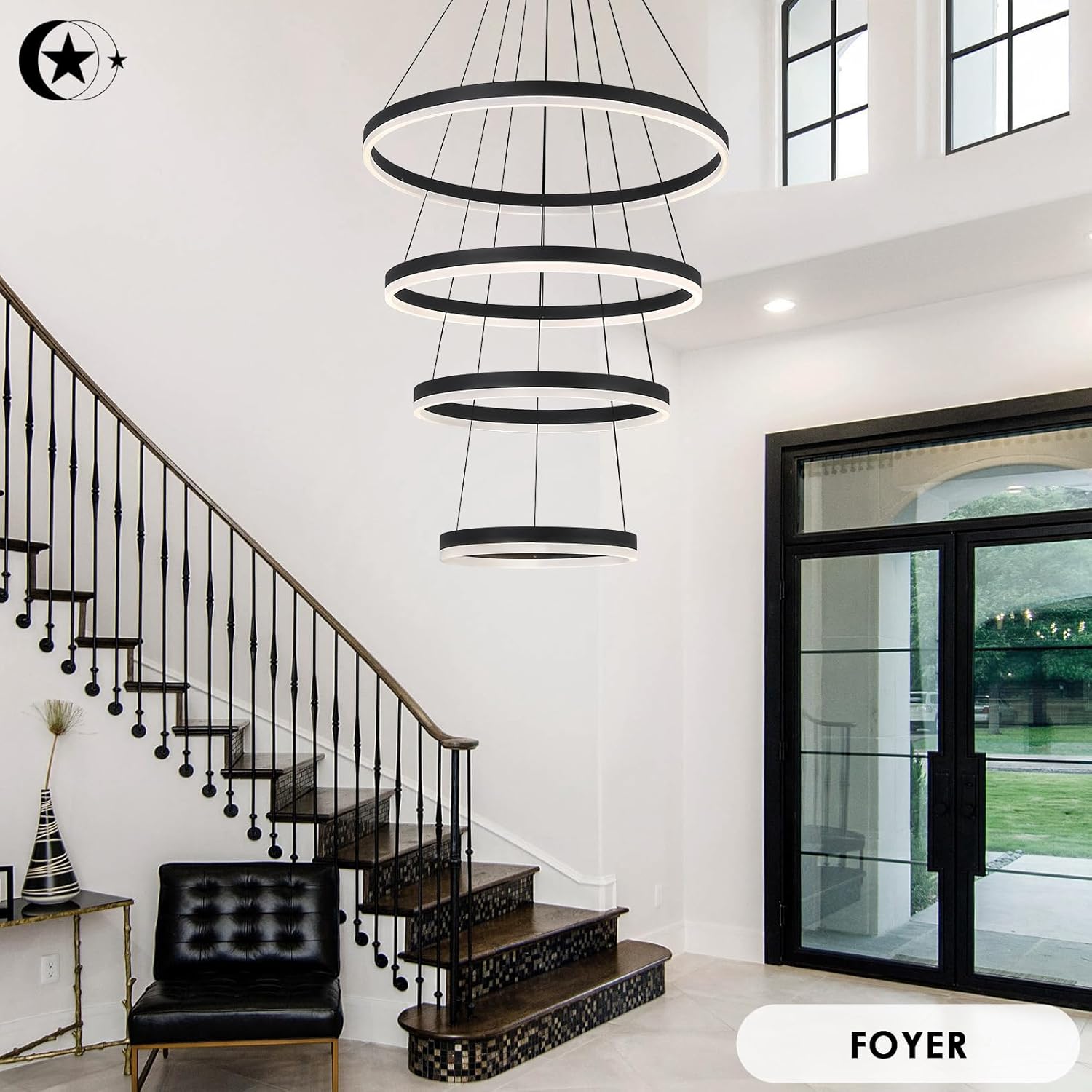 LED осветително тяло WONDERLAND Black 4 сегмента, еквивалент 1000W