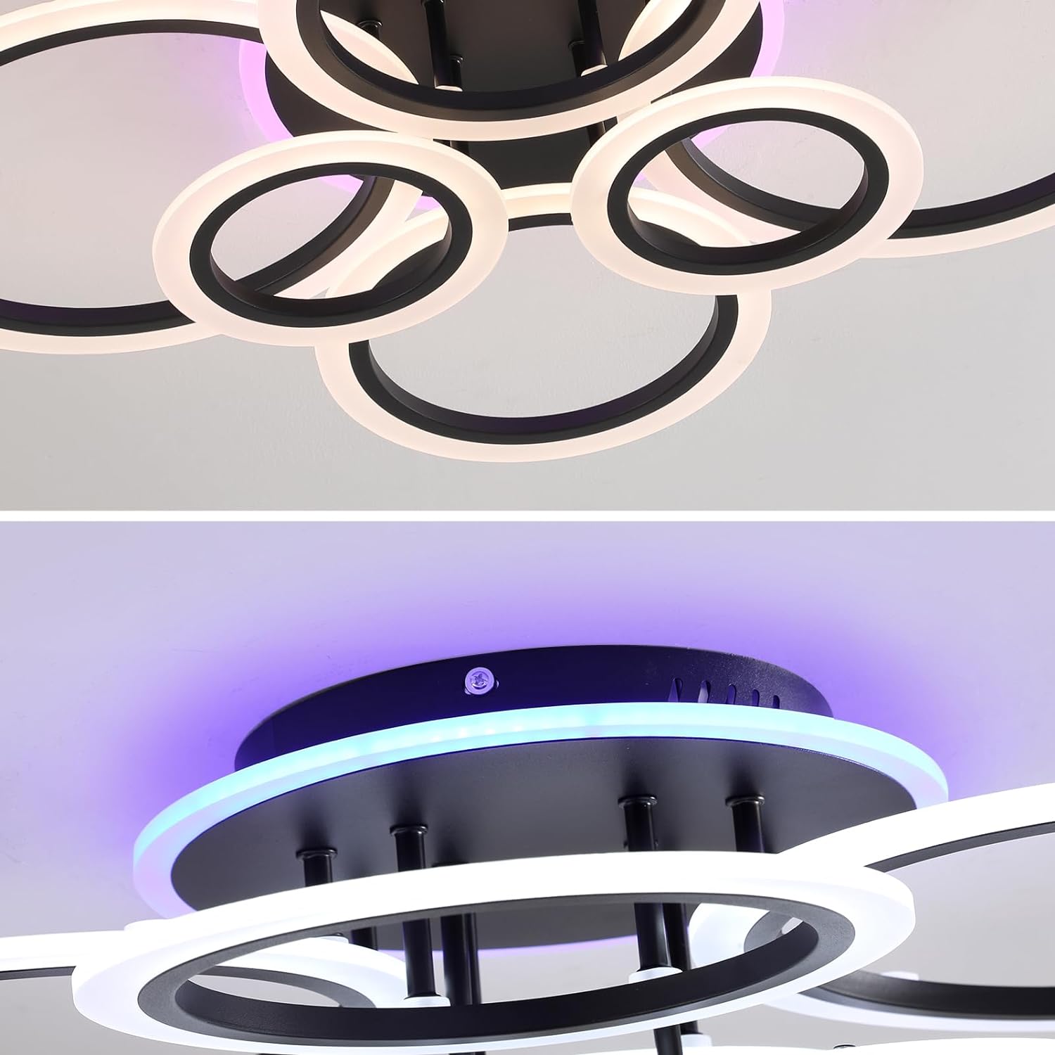 LED осветително тяло 4+2 CIRCLE RGB BLACK Еквивалент 600W Дистанционно