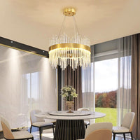 LED осветително тяло висящо CROWN Gold кристал 40cm еквивалент 300W