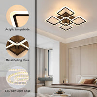 LED Осветително тяло 4+1 Big SQUARE BLACK 60CM Еквивалент 850W с дистанционно