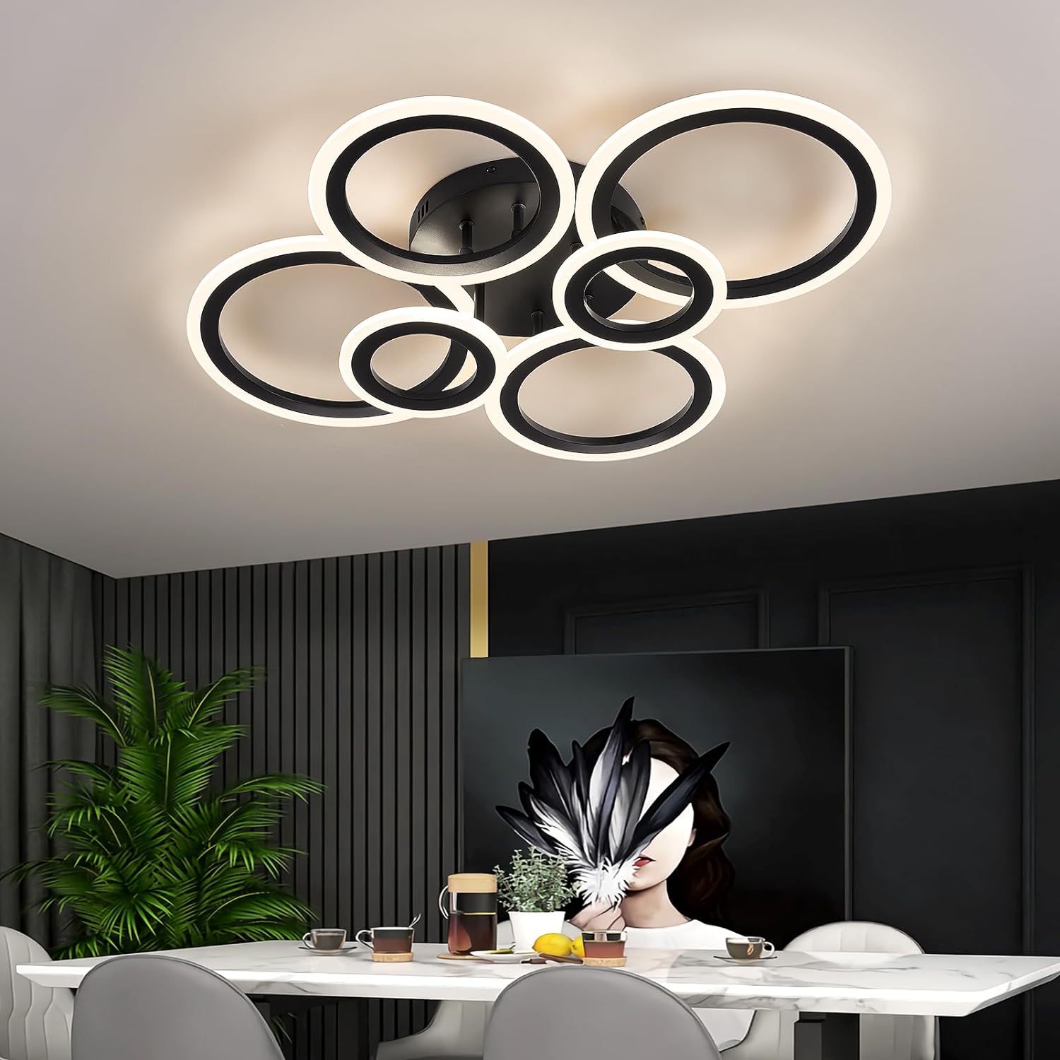 LED осветително тяло 4+2 CIRCLE MAXI Black SMART Еквивалент 600W