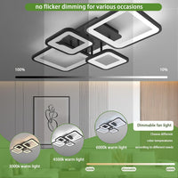 LED осветително тяло 2+2 SQUARE BLACK с дистанционно, еквивалент 500W