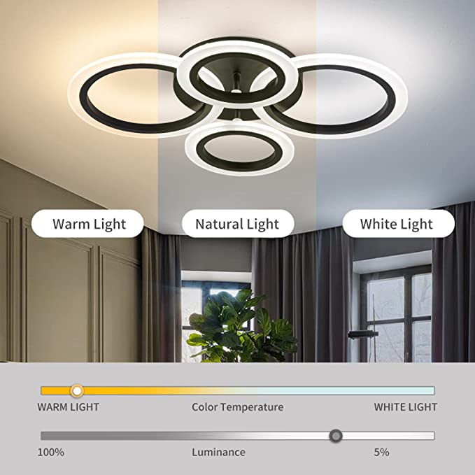 LED осветително тяло 2+2 CIRCLE BLACK Еквивалент 400W Дистанционно