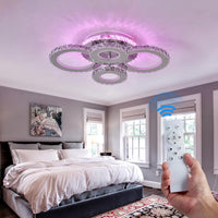LED осветително тяло 4 CIRCLE кристал Chrome RGB еквивалент 500W с дистанционно