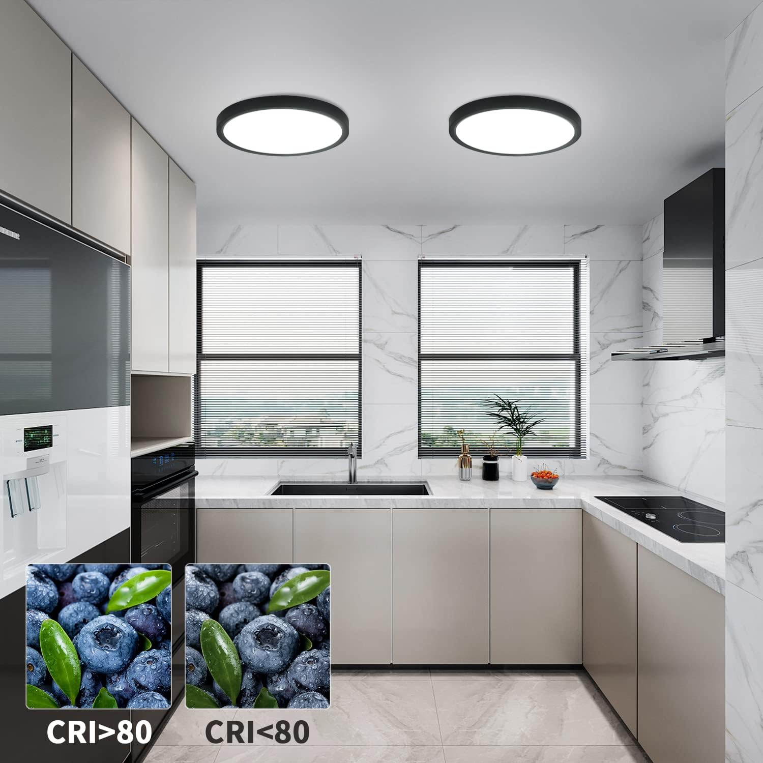 Plafoniera LED Baie 18W 30cm IP44 3 Lumini din buton Echivalent 150W Neagra 3 FUNCTII / 18W / 30CM led ceiling light