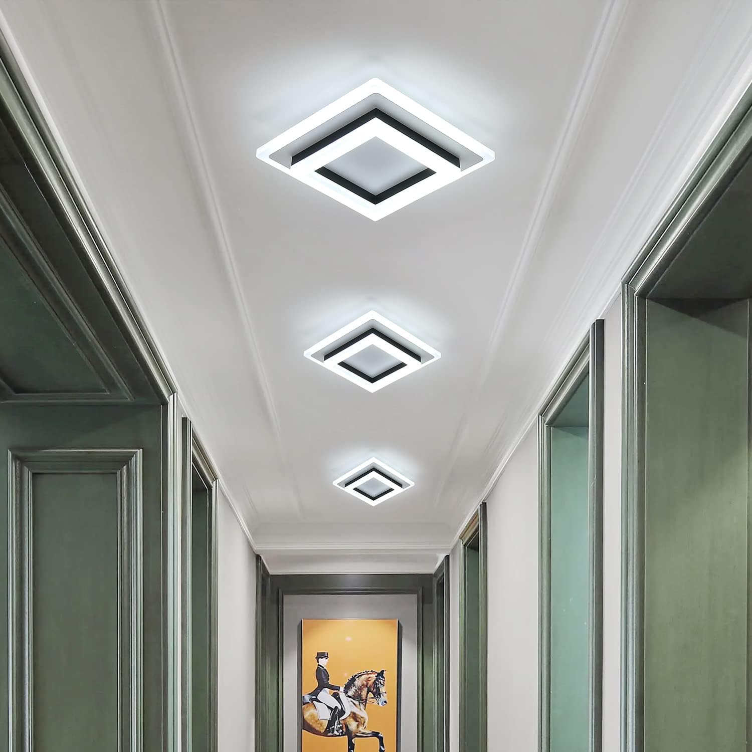 Lustra Led 64W Quadrata Black Echivalent 200W Lighting Fixtures