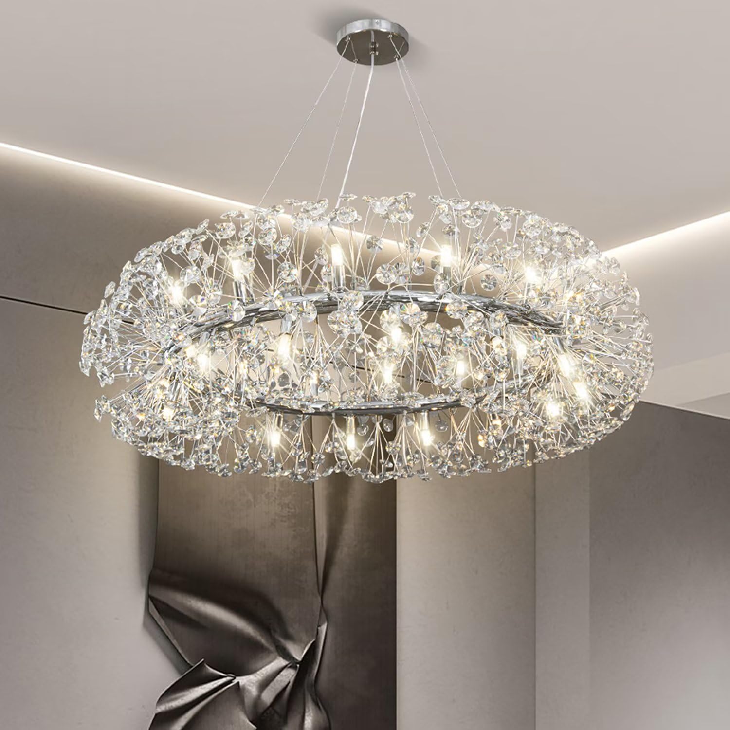 Окачено осветително тяло Crystal Dandelion Silver XXL