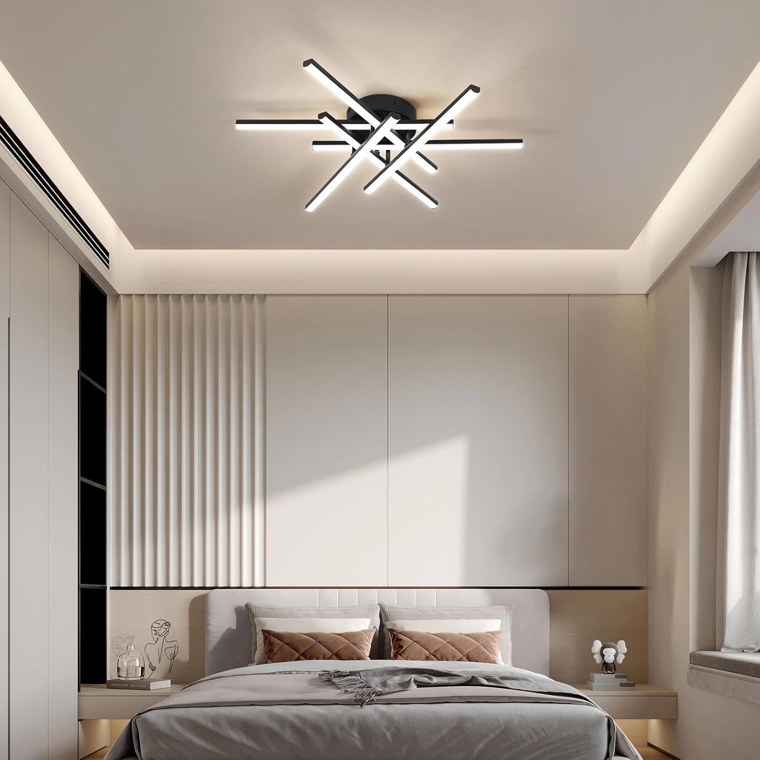 LED осветително тяло Sunny 6 Lines Round Black – еквивалент 600W (с дистанционно управление)