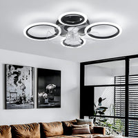LED осветително тяло 4 Circle Black с вентилатор и дистанционно, еквивалент 400W