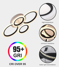LED осветително тяло 4 CIRCLE SMART Бял+черен Еквивалент 400W Дистанционно