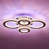 LED осветително тяло 4 CIRCLE кристал Chrome RGB еквивалент 500W с дистанционно