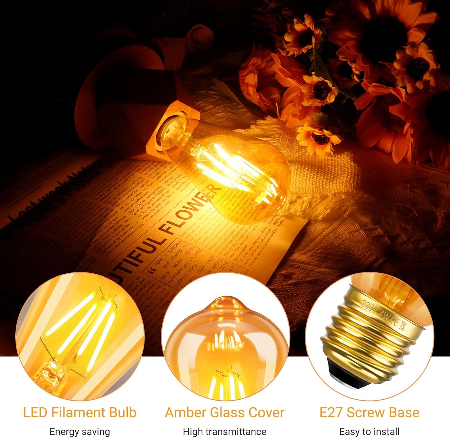 LED крушка E27 винтидж ST64 4W