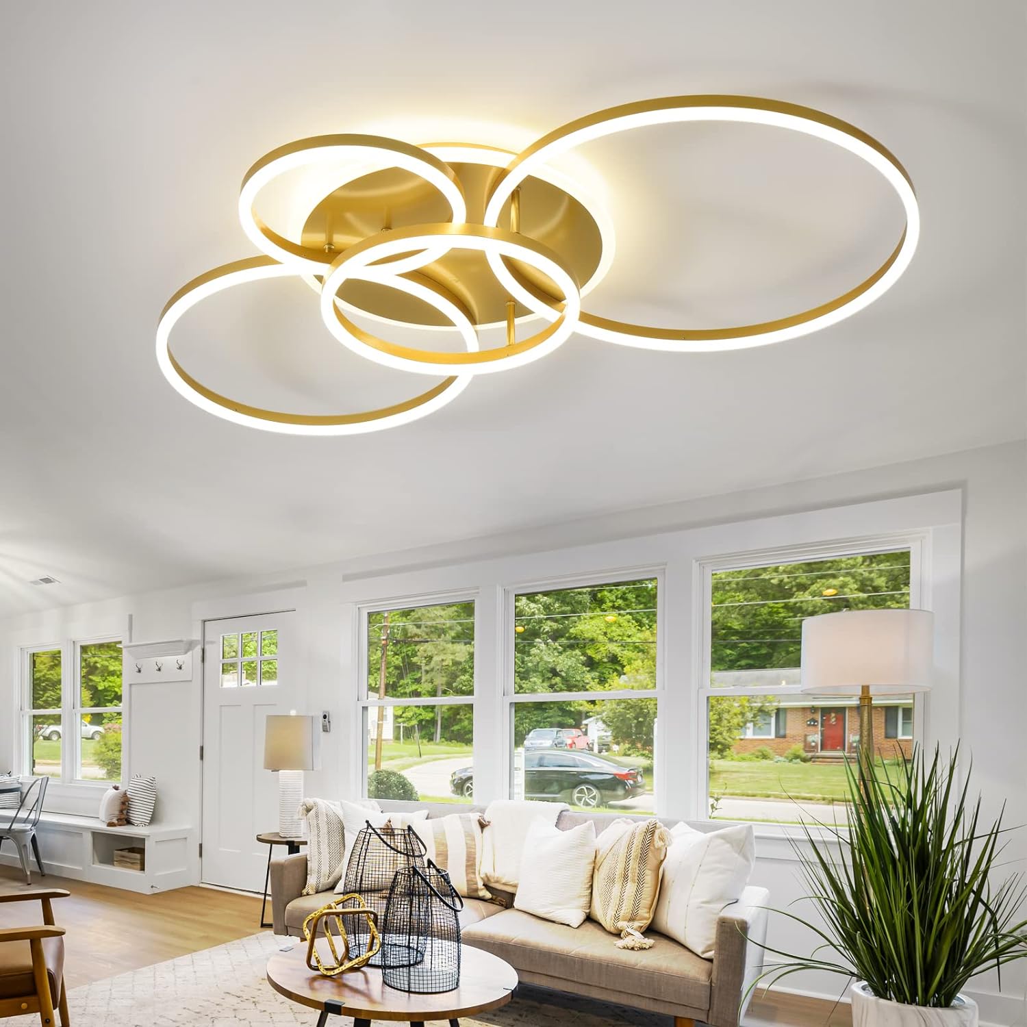 LED осветително тяло 234W CIRCLE GOLD Luxury еквивалент 1200W с дистанционно