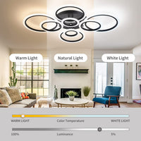 LED осветително тяло Circle 4+4 Gigant Black еквивалент 1000W с дистанционно