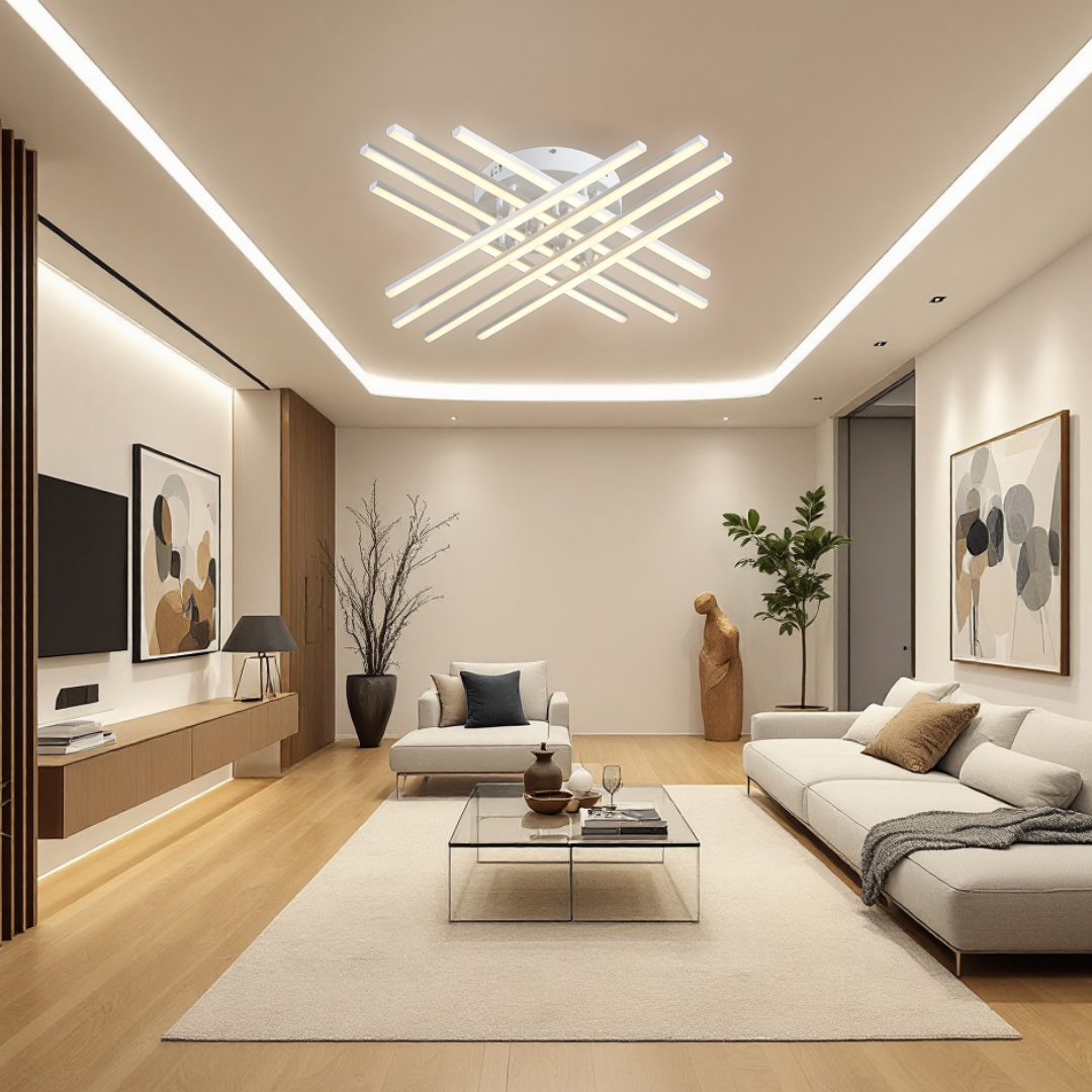 LED осветително тяло 144W X с 8 бели линии, еквивалент 1000W, с дистанционно