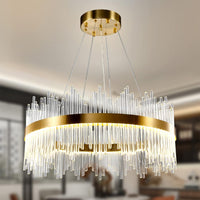 LED осветително тяло висящо CROWN Gold кристал 60cm еквивалент 500W