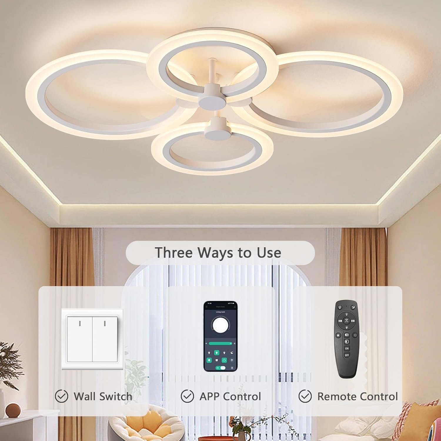 LED осветително тяло 72W 4 CIRCLE SMART гласово управление Еквивалент 400W