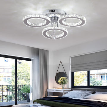 LED осветително тяло кристал 3 RINGS с дистанционно, еквивалент 300W