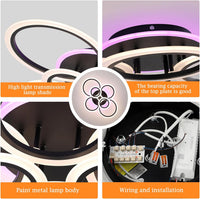 LED осветително тяло 4+2 CIRCLE RGB BLACK Еквивалент 600W Дистанционно