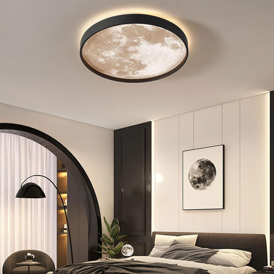 LED Плафон Mini MOON Черен 40CM – Еквивалент 200W